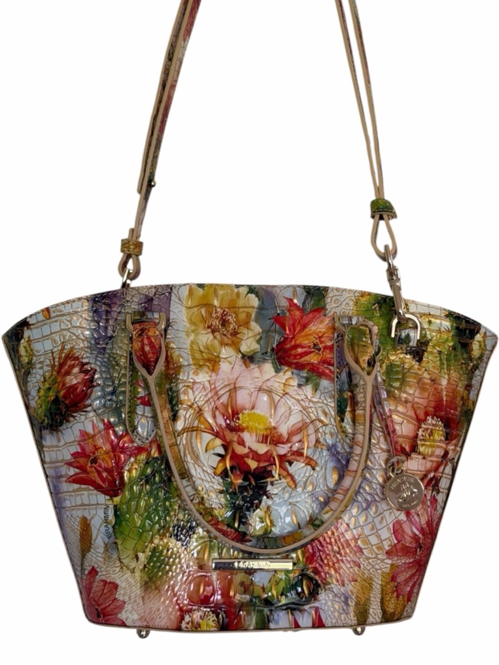 Brahmin NWOT Jenny Medium Melbourne Leather Satchel In “Succulent Bloom”